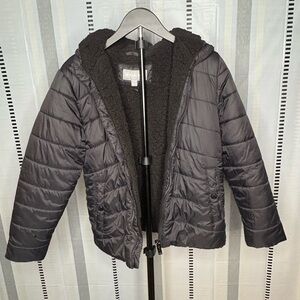 Michael Kors Girls Black Puffer Jacket Sherpa Lined Size 14–16